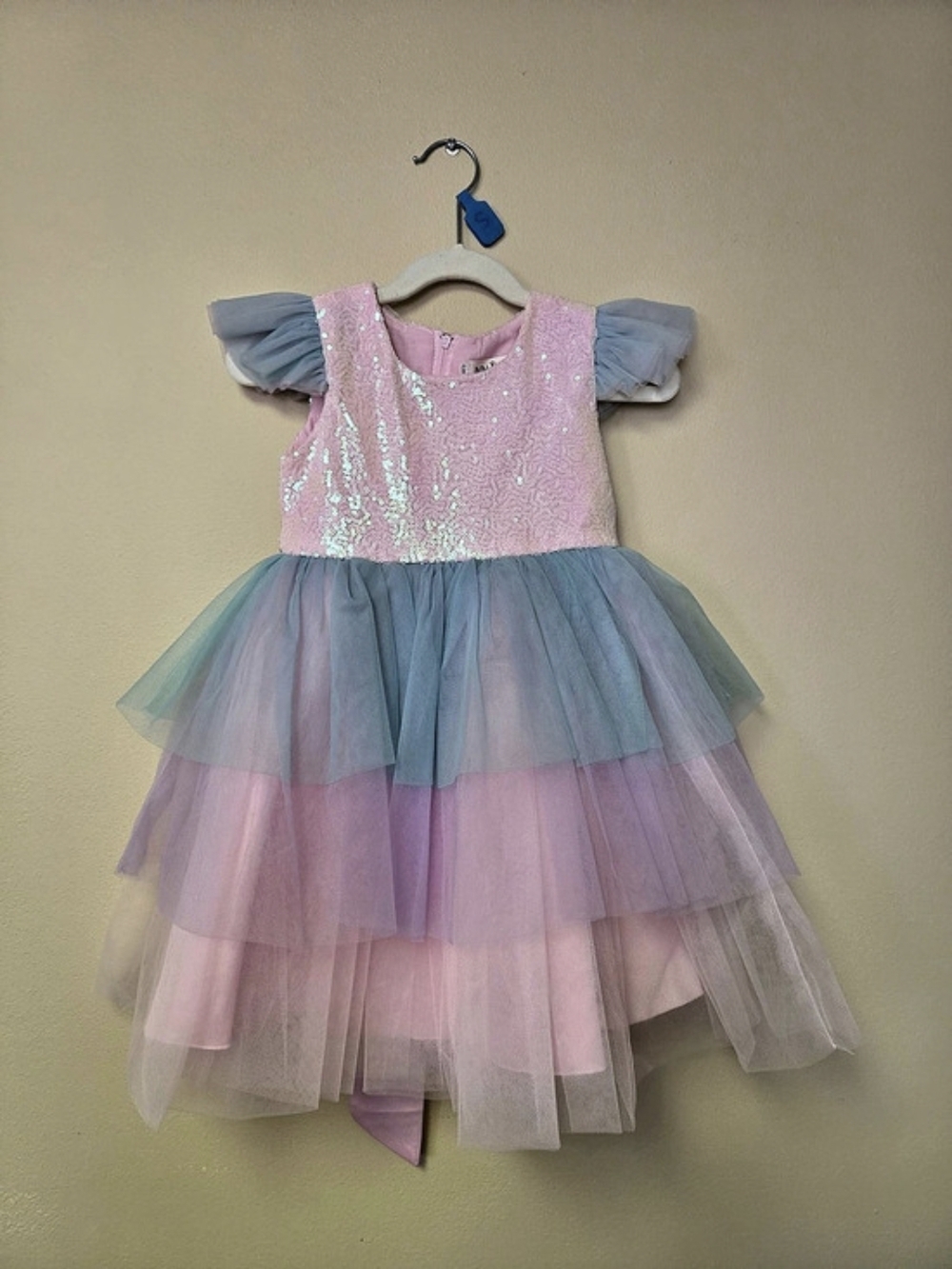 Mia Belle Girls Pastel Sequin Tulle Princess Dress Size 4